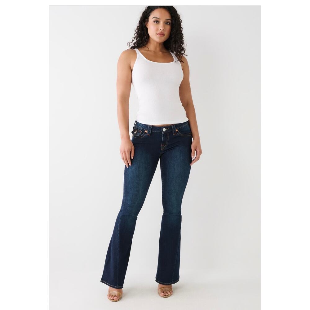 True Religion Womens Jeans Joey Twisted Seam Flare Leg Bootcut Dark Wash 26 x 32
